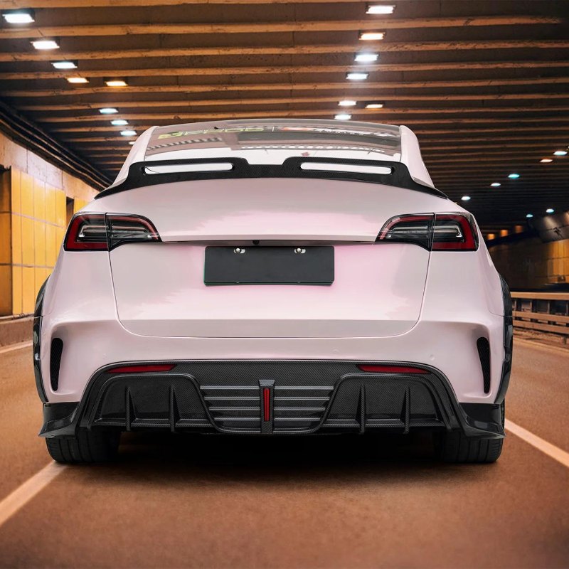 Aisen Auto Parts Carbon Fiber Rear Diffuser Ver.5 for Pink Tesla Model Y