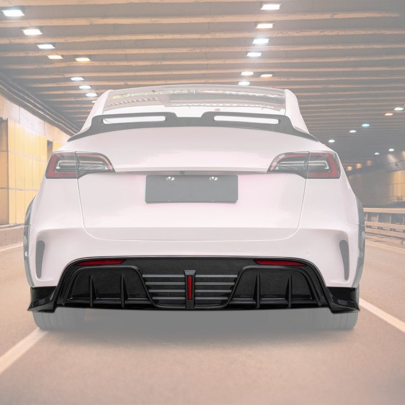 Aisen Auto Parts Carbon Fiber Rear Diffuser Ver.5 for Pink Tesla Model Y